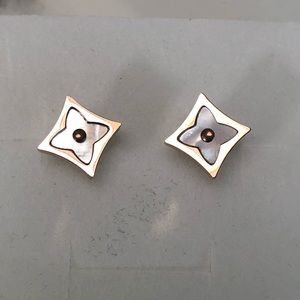 Mother of pearl Star blossom earrings pink gold